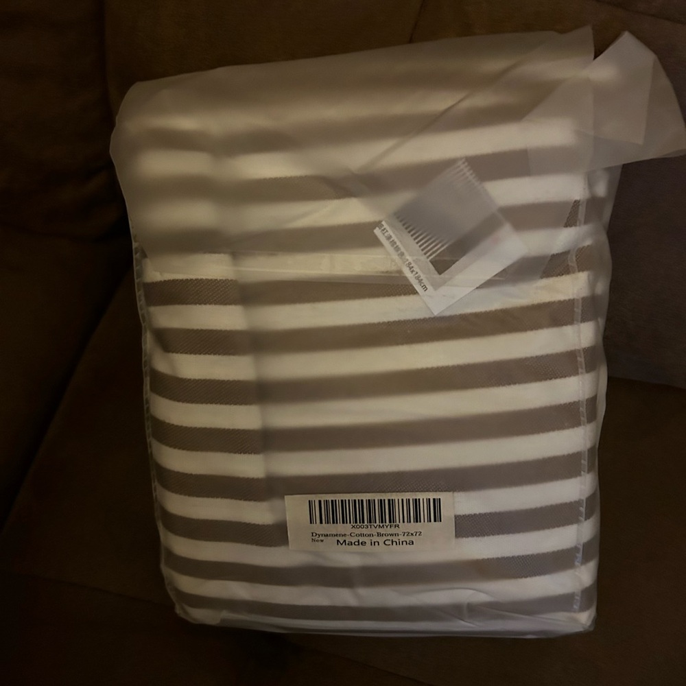 Dynamene Brown Fabric Farmhouse Boho Striped Tassel Shower🚿Curtains 4 Bathroom - Picture 4 of 8